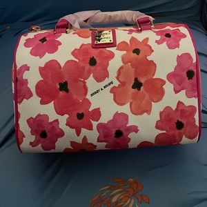 DOONEY & BOURKE MEDIUM PINK/ORANGE COTTON COATED ROWEN SATCHEL NWT